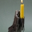 O 07 - Candlestick: oxidized silver, fossil wood